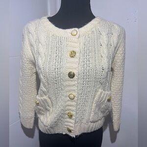 Cream Cable Knit Cardigan Size S